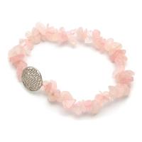 Pulsera Cuarzo Rosa con Amuleto Flor de la Vida (Chip-Elastica)