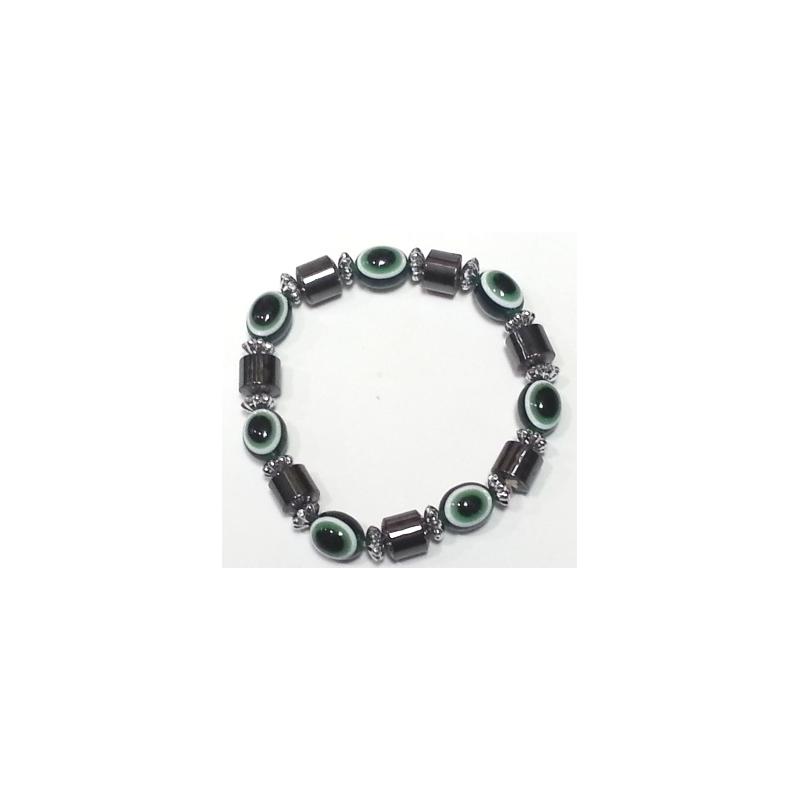 Pulsera Simil Cristal Ojo Turco Verde (Contra Mal de Ojo) (Elastica) (HAS)