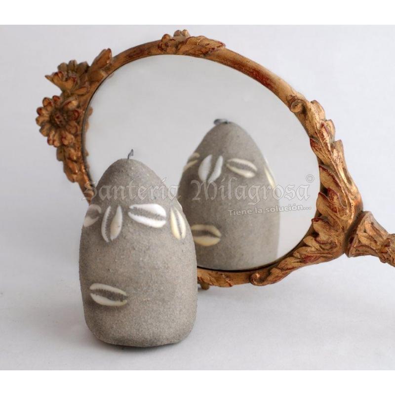 SANT. Eleggua 2 Caras con Cauries 9 x 6 cm (Carga por Debajo)