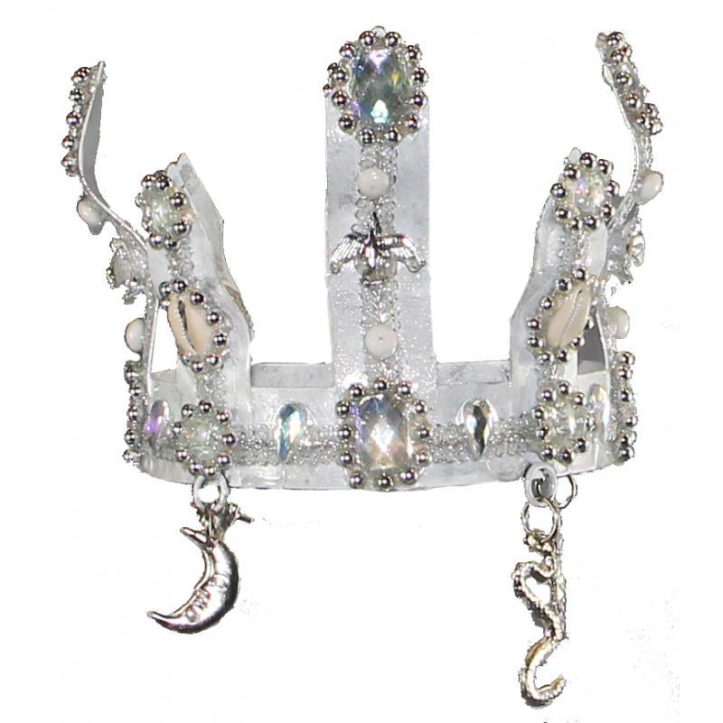 Sant. Corona Obatala Metal Decorada c/ Herram. grande 23 x 20 cm