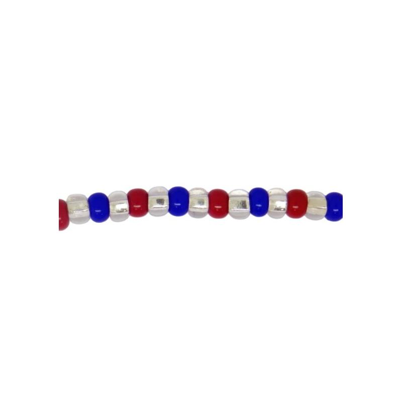 Collar Santeria Yemanja Olokun Camino  (Az-Cr-Rjo-Cr-Az) (1V) Premium (110 cm)