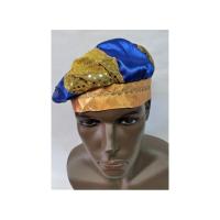 Gorro Santero Decorado Amarillo Dorado y Azul 54 cm Elastico (Ochosi)