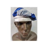 Gorro Santero Decorado Azul y Blanco 54 cm Elastico (Yemanja)