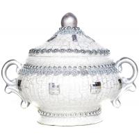 Sopera Ceramica Decorada con Asas 25 x 19 cm Blanca (Obatala)