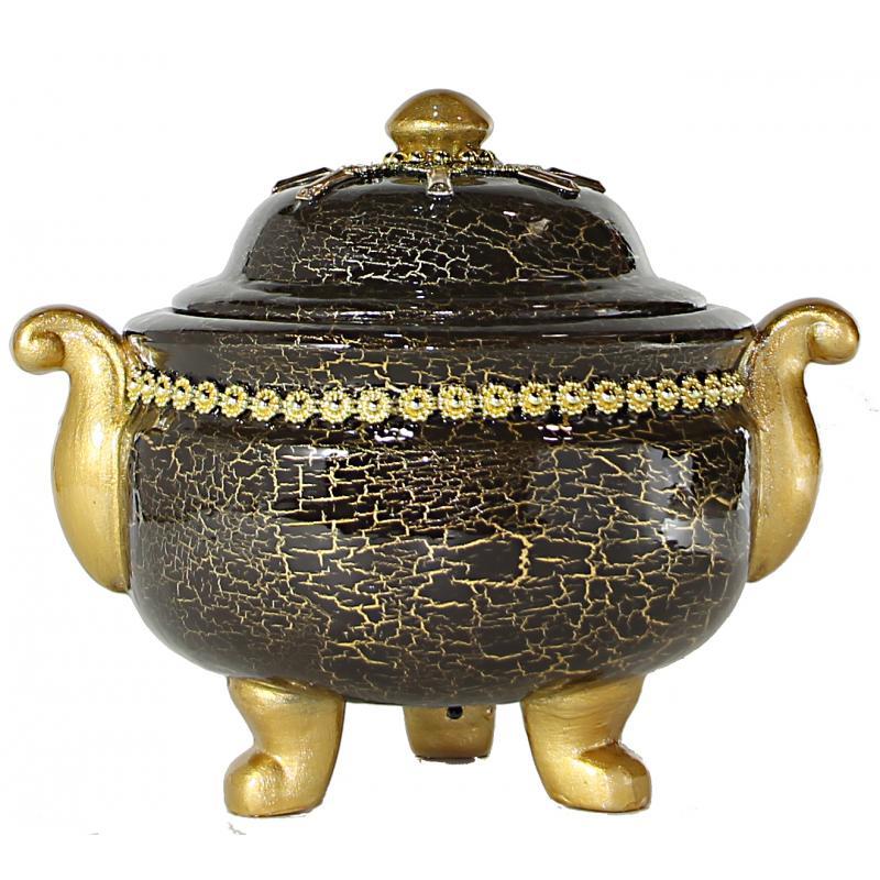 Sopera Ceramica Bombonera Decorada 3 Apoyos 30 x 21 cm Marron (Oya)