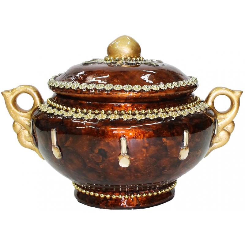 Sopera Ceramica Decorada con Asas 33 x 23 cm Marron Lisa (Oya)