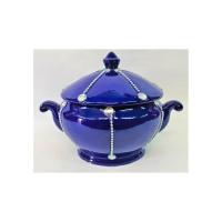 Sopera Ceramica Bombonera Decorada 30 x 21 cm Azul fuerte (Y...