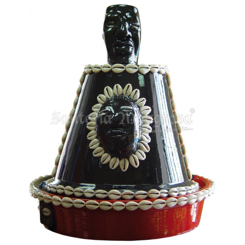 Sopera Ceramica Eleggua 43 x 26 cm (Motivos Caras y Cauries)