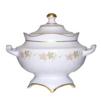 SOPERA Ceramica Ovalada Asas c/ Flores y Pintura Oro 26 x 32...