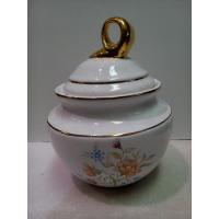 Sopera Ceramica Redonda blanca con Flores y Pintura Oro 28 x...