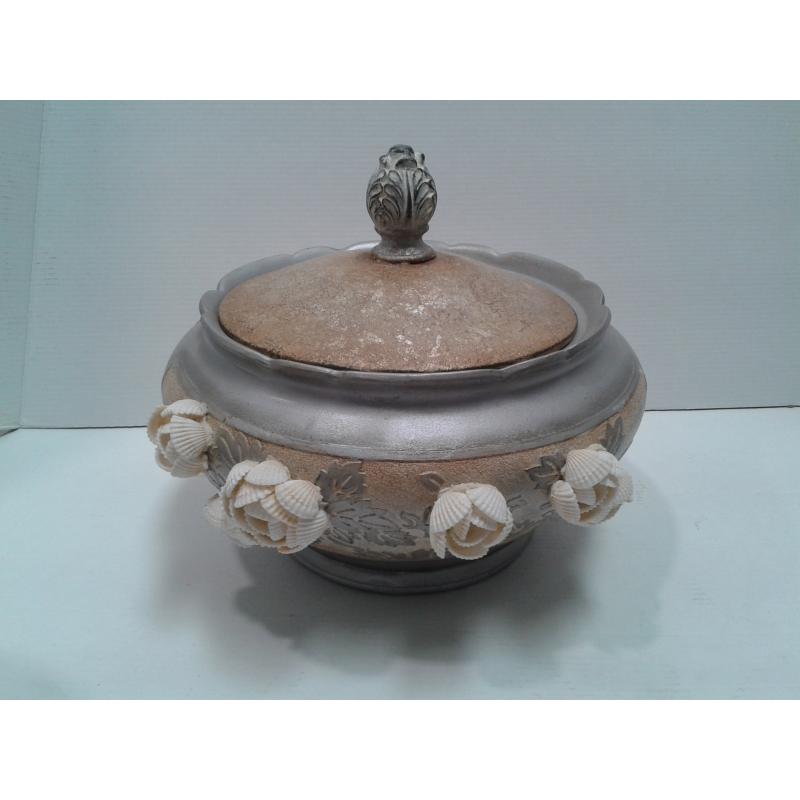 SOPERA Resina Obatala Flores Caracol 20 x 27 cm aprox. (Motivo Florales Plateado Rustico)