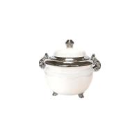 Sopera Porcelana Obatala 25 x 29 cm (Blanca con plateado)