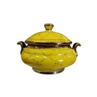 Sopera Porcelana Ibeyis 12 x 17 cm (Amarilla con dorado)