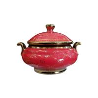 Sopera Porcelana Ibeyis 12 x 17 cm (Roja con dorado)