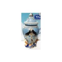 Tibor Ceramica Decorado con Tambores Dibujo Yemanja 50 x 23 cm Azul Artesanal puede cambiar dibujo y