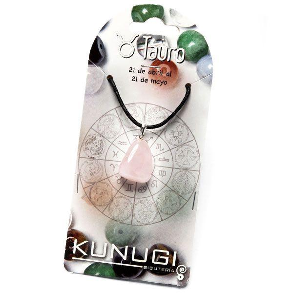 Colgante Piedra Signo II Tauro - Cuarzo Rosa - Engarce Plata 925 (HAS)
