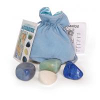 Amuleto Zodiacal Acuario (4 Piedras + Explicacion + Bolsa Te...
