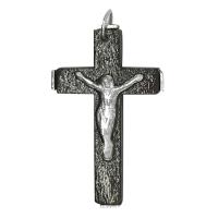 Cruz madera y metal con Cristo 4,5 cm reverso cruz en plateado