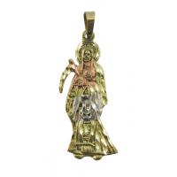 Amuleto Santa Muerte Tumbaga Plana 3 Metales 4.5 cm