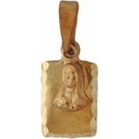 Amuleto Guadalupe o Lupita  Rostro con Cuadro Tumbaga Dorado...