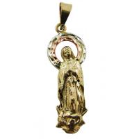 Amuleto Guadalupe o Lupita Tumbaga Figura con Aureola Dorada...