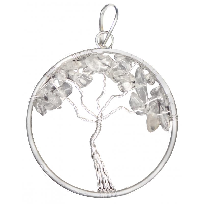 Amuleto Arbol de la Vida 7 Chakras Cuarzo Blanco  - 4 cm