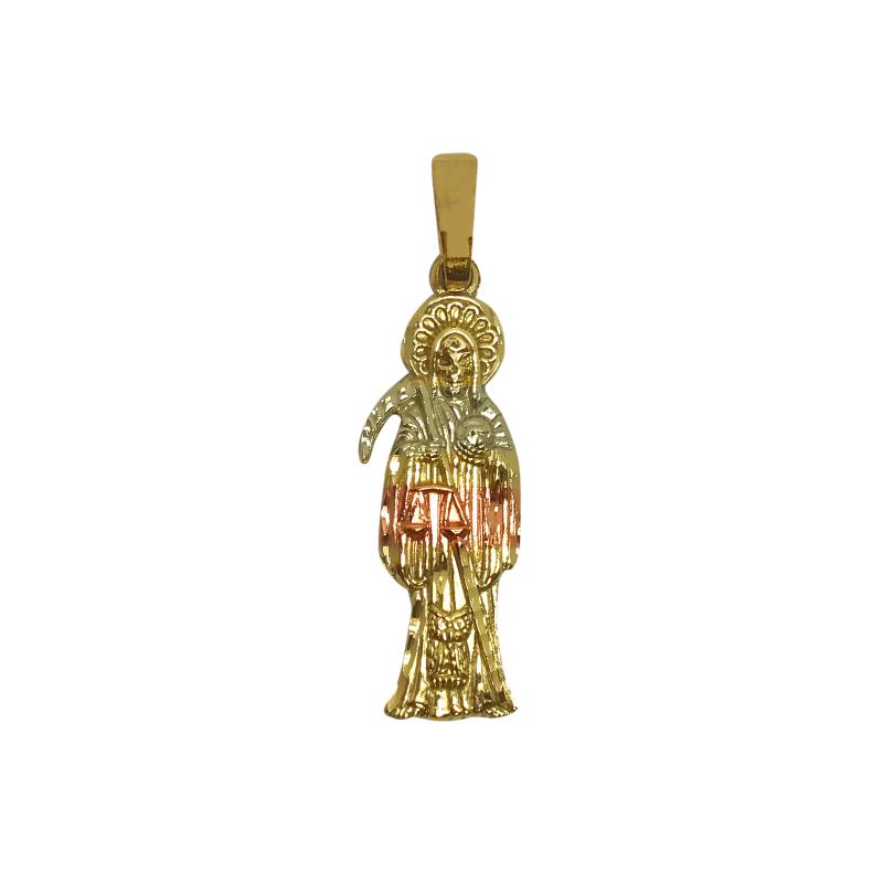 Amuleto Santa Muerte Tumbaga plana 3 metales 03 cm