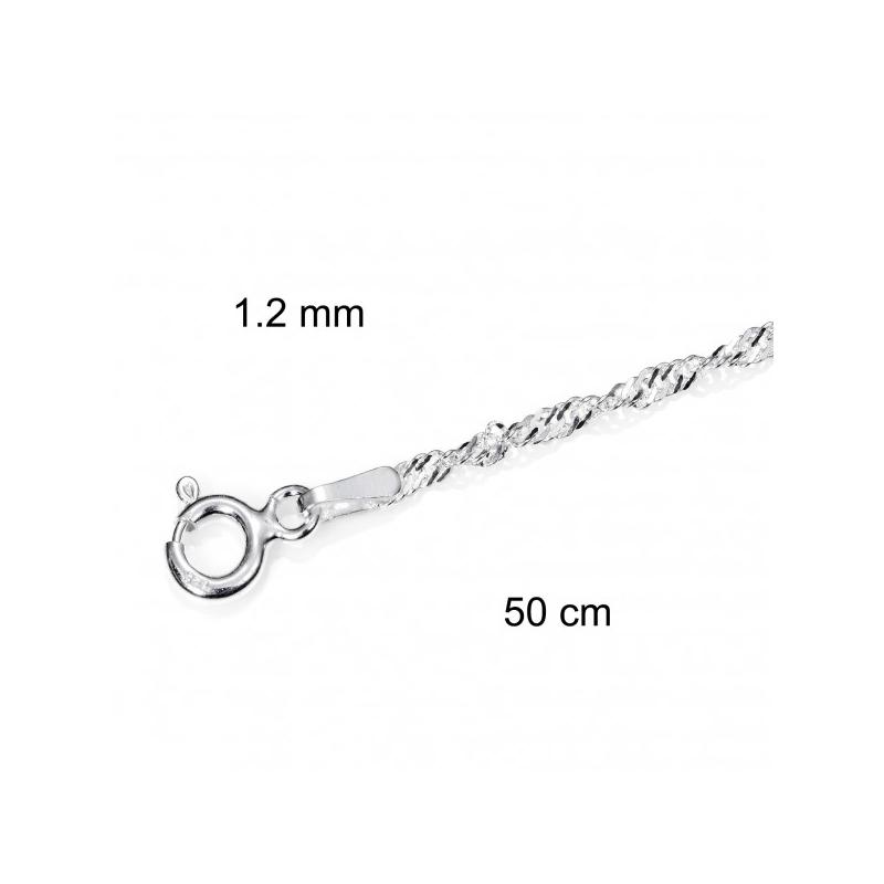 Cadena Plata 50 cm Trenzada Gruesa (1,2 mm)