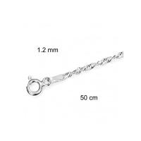 Cadena Plata 50 cm Trenzada Gruesa (1,2 mm)