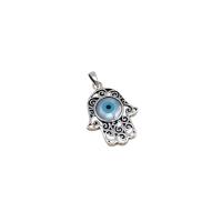 Amuleto Plata Mano Fatima Labrada 3 cm con Ojo Turco