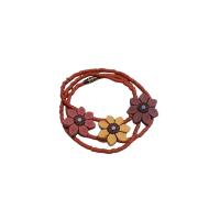 Collar Terracota 3 Flores (Rosa, Amarillo y Lila)