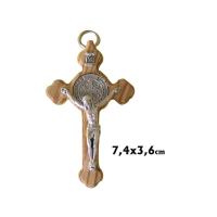 Cruz San Benito Madera Olivo Picos Redondos 8 cm