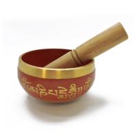 Cuenco tibetano laton rojo c/ acabados dorados Ø 10,5 cm - ...