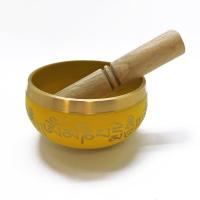 Cuenco tibetano laton amarillo c/ acabados dorados Ø 10,5 c...