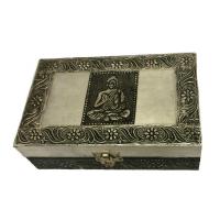 Caja Grabada Metal Buda Artesanal 20 x 13 x 7 cm