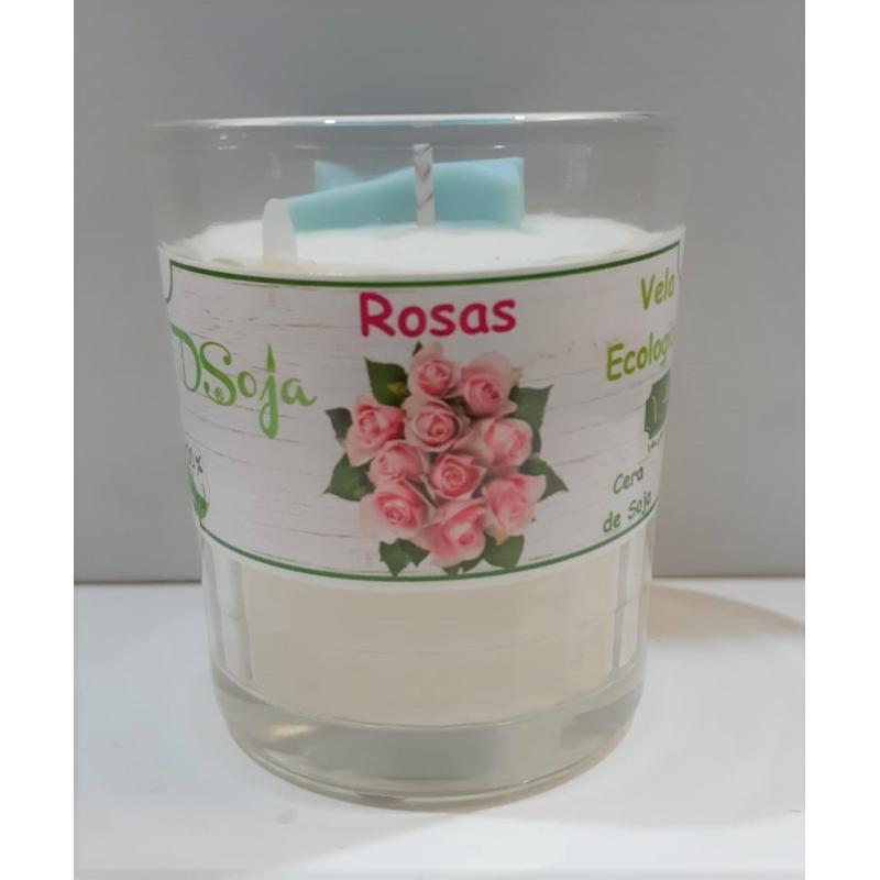 Vela Aromatica DSoja Petalos de Rosas (En Vaso 9 x 8)  Ecologica
