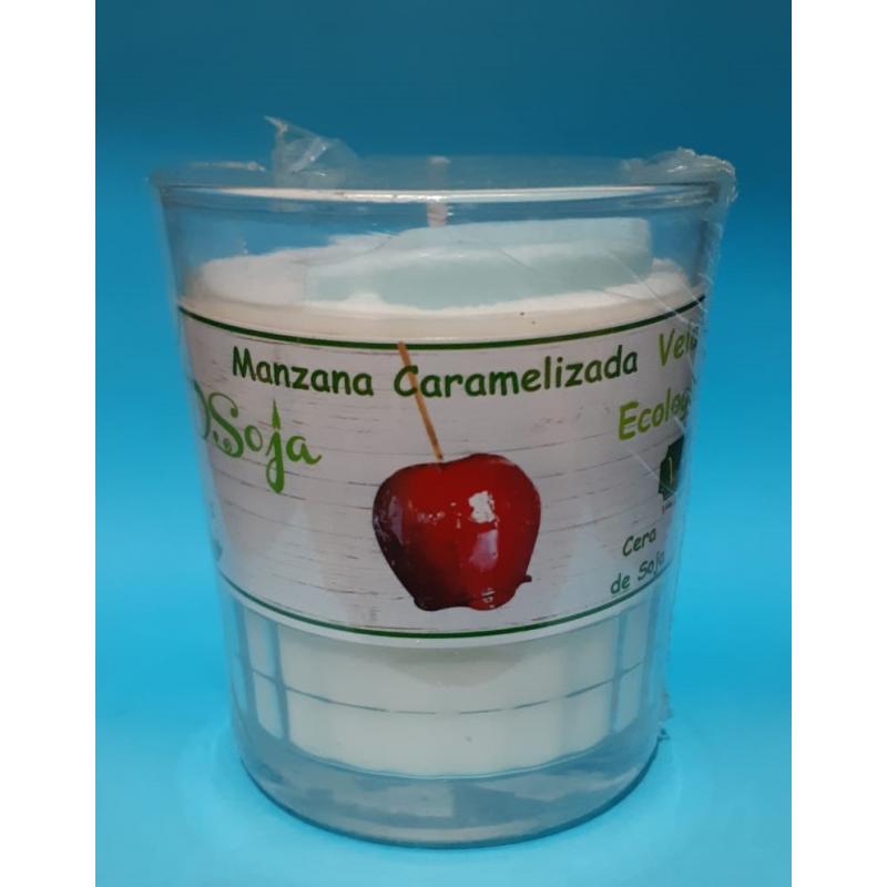 Vela Aromatica DSoja Manzana Caramelizada (En Vaso 9 x 8)  Ecologica