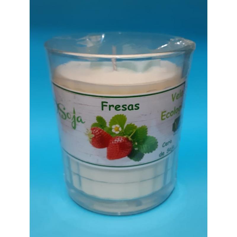 Vela Aromatica DSoja Fresa (En Vaso 9 x 8)  Ecologica