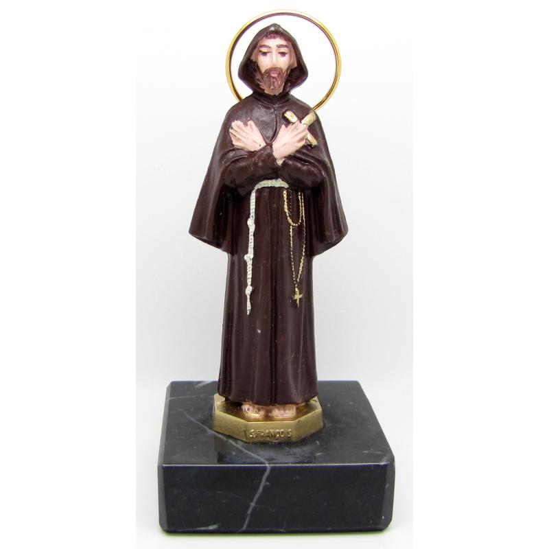 Imagen Francisco Asis 12 cm c/ Capucha - Resina (Base Marmol)