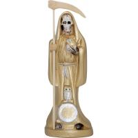 Imagen Santa Muerte 16 cm Dorada - Amuleto Semillas (Resina) (HAS)