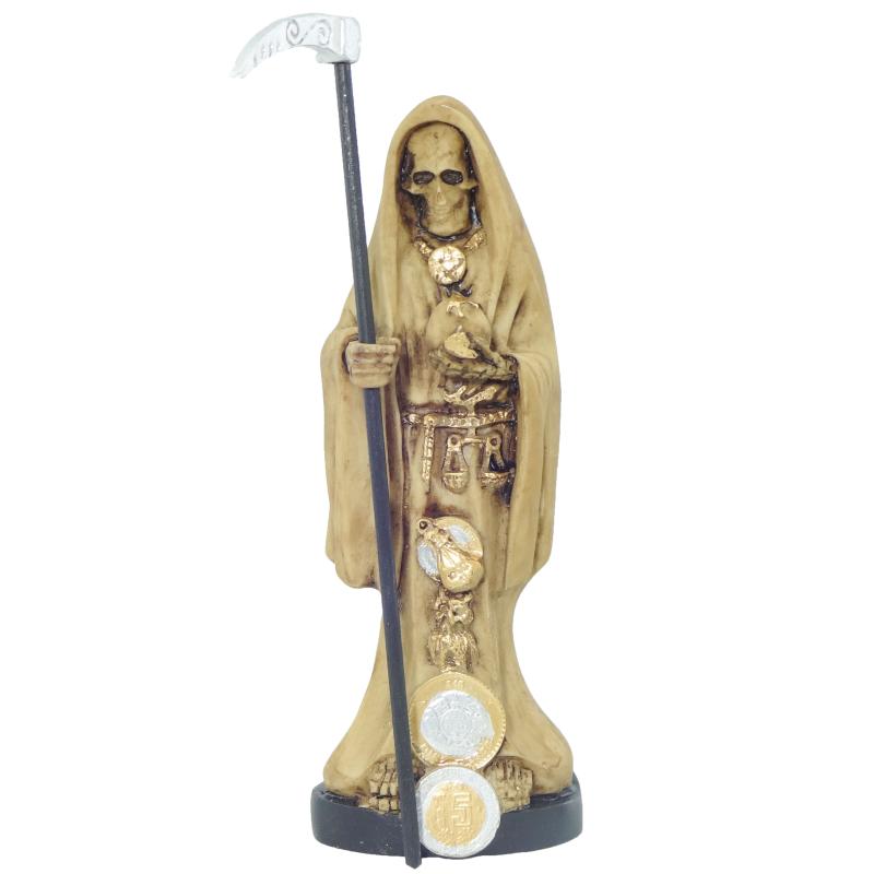 imagen Santa Muerte 20 cm Hueso - Amuleto Semillas (Resina Extra)