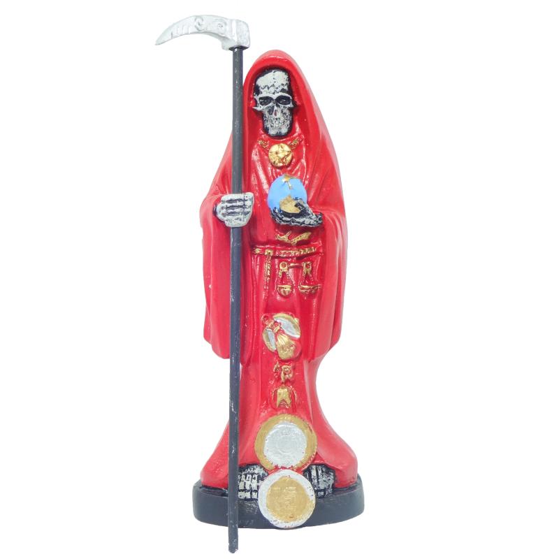 Imagen Santa Muerte 20 cm Rojo - Amuleto Semillas (Resina Extra)