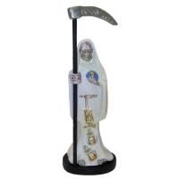 Imagen Santa Muerte 15 cm Blanca - Amuleto Semillas (Resina Extra)