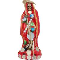Imagen Santa Muerte Vestida 30 cm (Roja) (c/ Amuleto Base) Artesanal - Resina