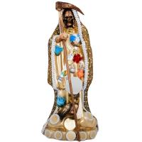 Imagen Santa Muerte Vestida 30 cm (Dorada) (c/ Amuleto Base) Artesanal - Resina