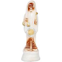 Imagen Santa Muerte Piramide 14 cm. (Blanca) (c/ Amuleto Base) - Resina(has)