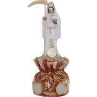 Imagen Santa Muerte sobre Bolsa Dinero 23 cm. (Blanca) (c/ Amuleto Base) - Resina(has)