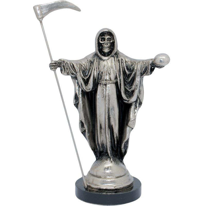 Imagen Santa Muerte Metalica 25 cm. Brazos Abiertos (Plateada)