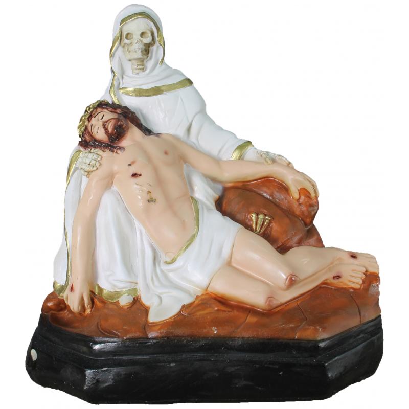 Imagen Santa Muerte Piadosa 32 x 32 cm (Blanca) (c/ Amuleto en Base) - Artesanal puede variar en for