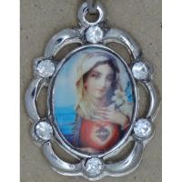 MEDALLA c/ Cadena Sagrado Corazon Maria con Brillo 2.5 x 2 c...